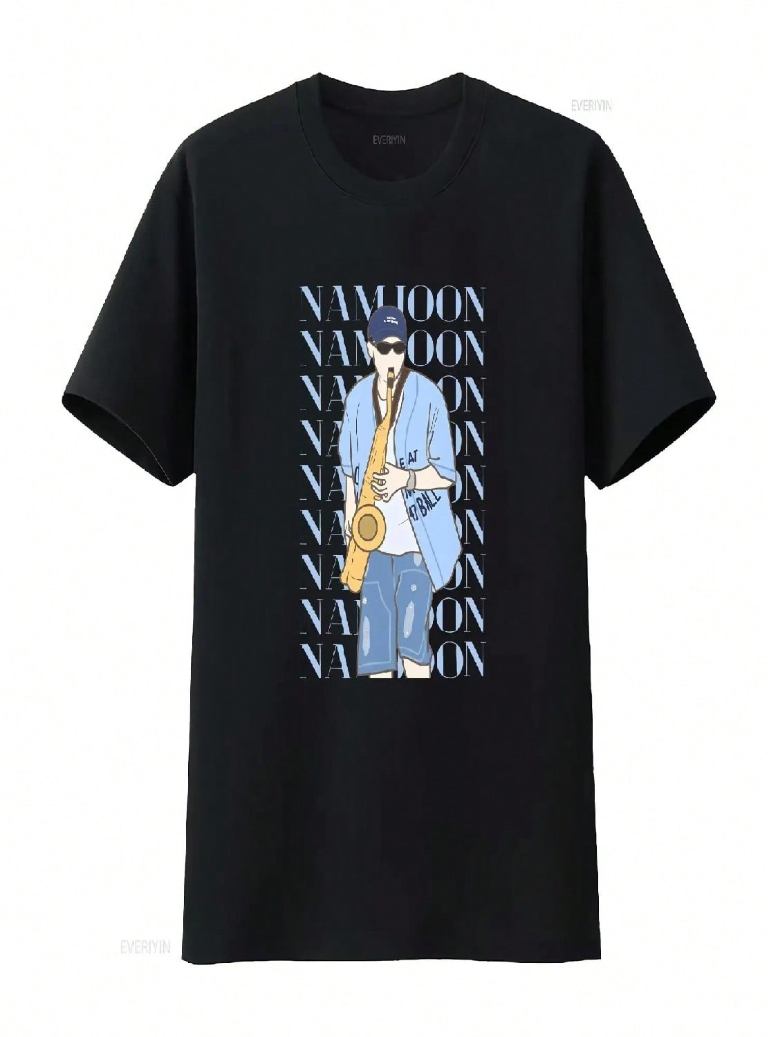 RM Saxophone T Shirt Namjoon Kpop For Vintage Washed Slightly Breathable Stretched Streetwear Homme Casual Fashion Soft S разноцветный