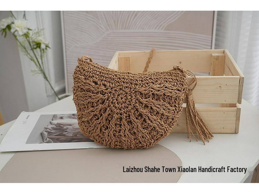 2024 Handgefertigte gewebte Stroh-Umhängetasche - Damen Beliebte Sommer-Schultertasche für Strandurlaube