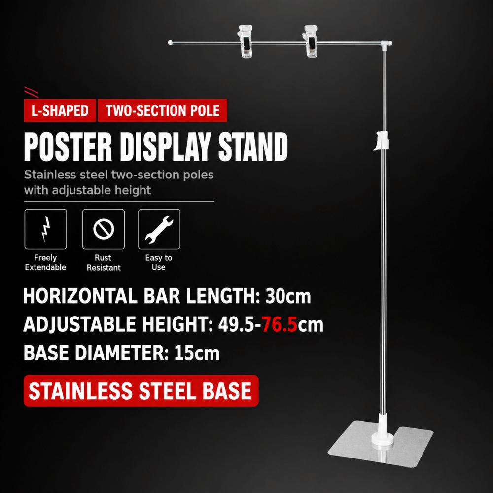 Adjustable POP Poster Stand Retractable Display Stand  Retail Shop Market Stall Advertising
