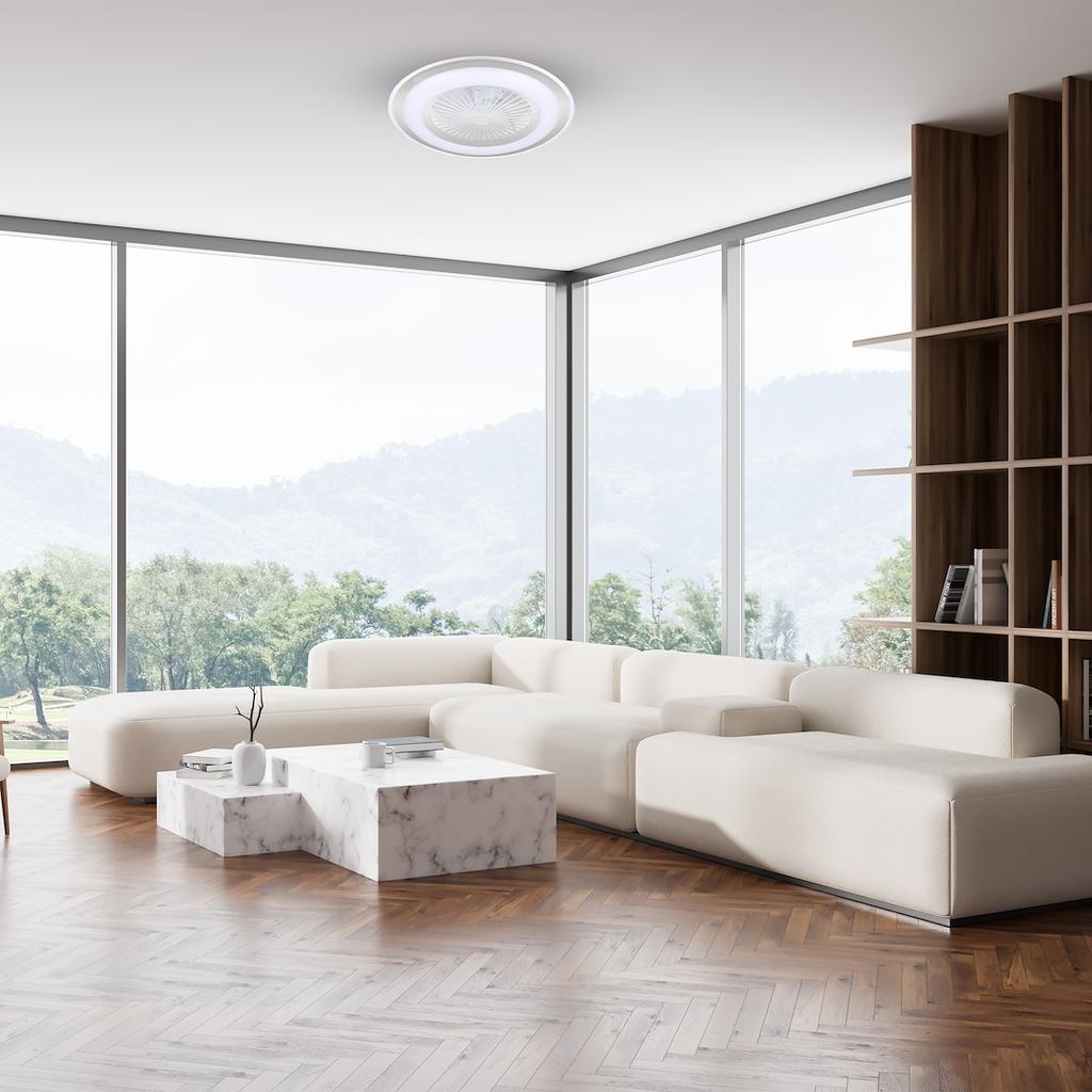 Zephyr Silver 48W Led+ Remote Fan Lamp