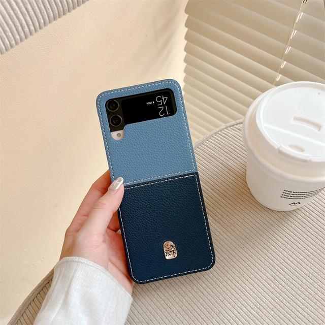 2023 Lychee Pattern Case For Samsung Galaxy Z Flip 4 3 5g South Korea Fashion Cover Anti -Knock Cases For Flip3 Flip4