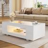 White LED Coffee Table with Bluetooth App Control, Coffee Table, Sofa Table, Living Room Table, Suitable for Party, Office, Living Room