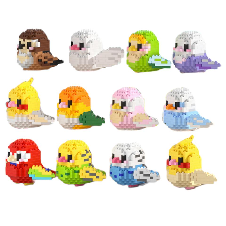 12PCS/Set Kawaii Bird Small Building Blocks Building Creative Educational Building Toys For Boys Girls Toy Suitable For Decorate