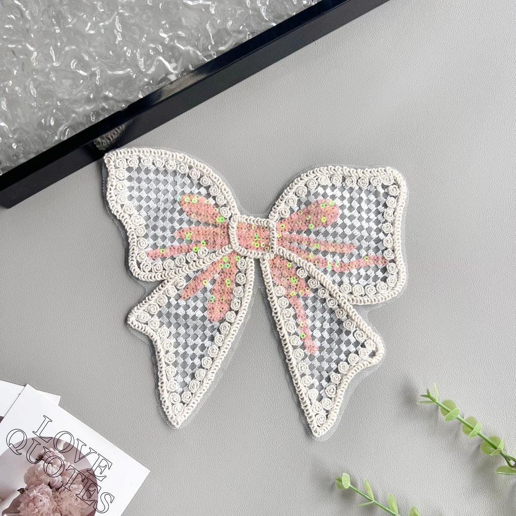 Stylish And Exquisite Organza Sequined Cotton Thread Bow Patch Clothing T-Shirt Top Sweater Decorative Cloth Sticker Accessories