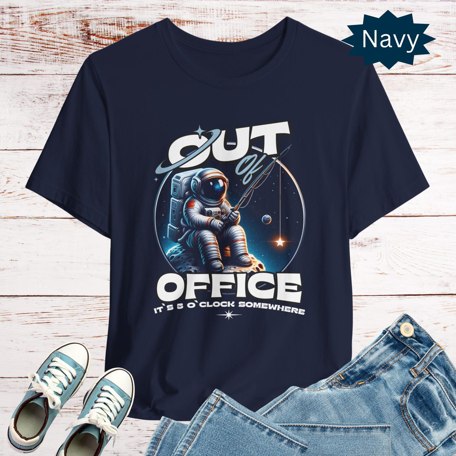Out of Office Astronaut Retirement T-Shirt, Funny Gift L