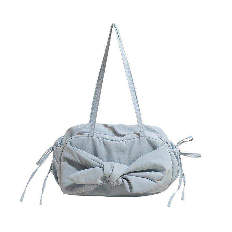 Women's Casual Large Capacity Shoulder Bag Korean Style Armpit Bag Sweet and Soft Bow Bag
