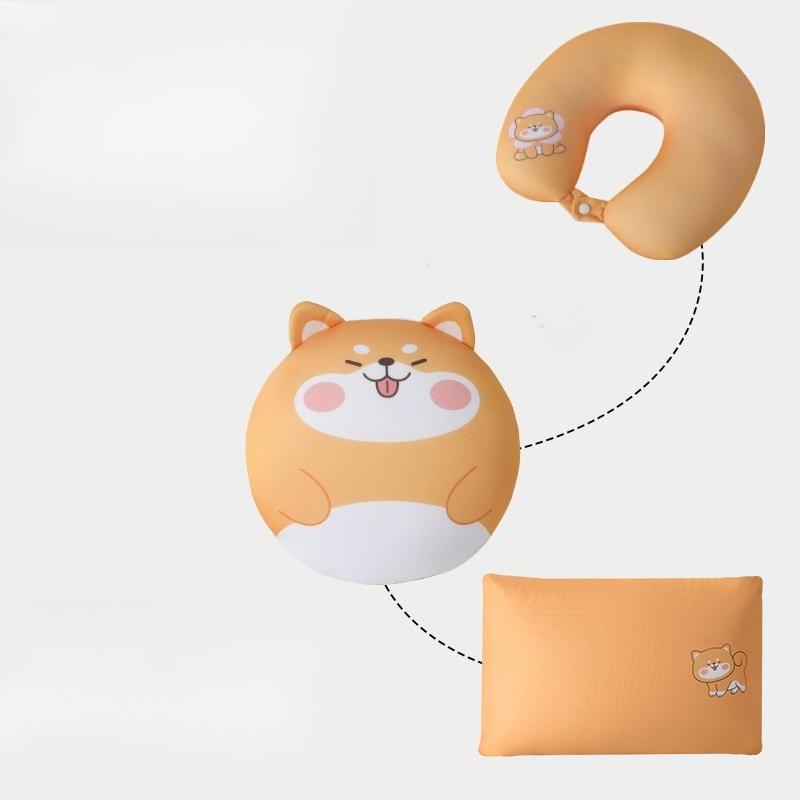 Deformable U-shaped Pillow 3-in-1 Multi-use Travel Neck Support Office Nap Cute Design Pillow