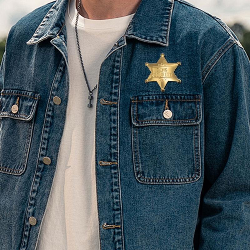 Hexagonal Star Badge Rings Security Badge Pin Decorations Rings Bearer Badge Gift Wedding Accessories for Boys