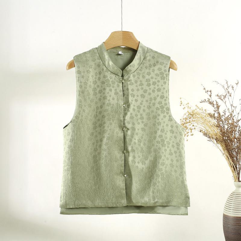 

Женский 2025 новый высококлассный топ зеленый жаккардовый жилет ранняя весна универсальный топ XXXL [Recommended 138-75kg] зелёный