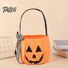 Festive Pumpkin Decoration Halloween Candy Bag for Kids, Trick or Treat Tote Eye-catching with Handle, Reusable Snack Bucket Party Favors Spacious