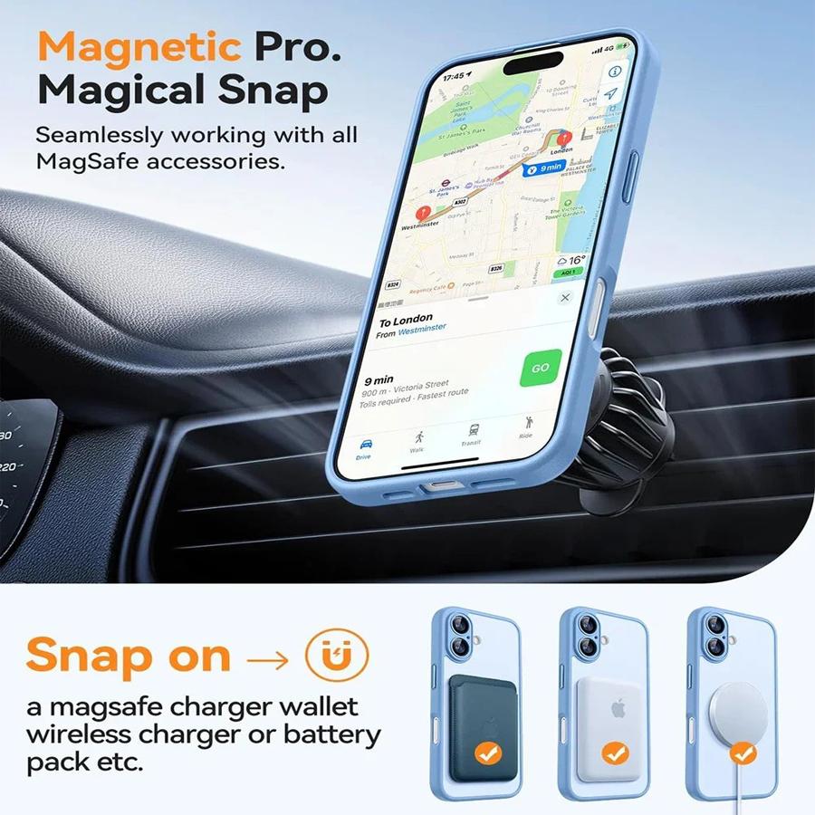 Magnetic Luxury Matte Translunt Armor Shockproof Case For iPhone 17 16 15 14 13 11 Pro Max For Magsafe Wireless Charger Cover