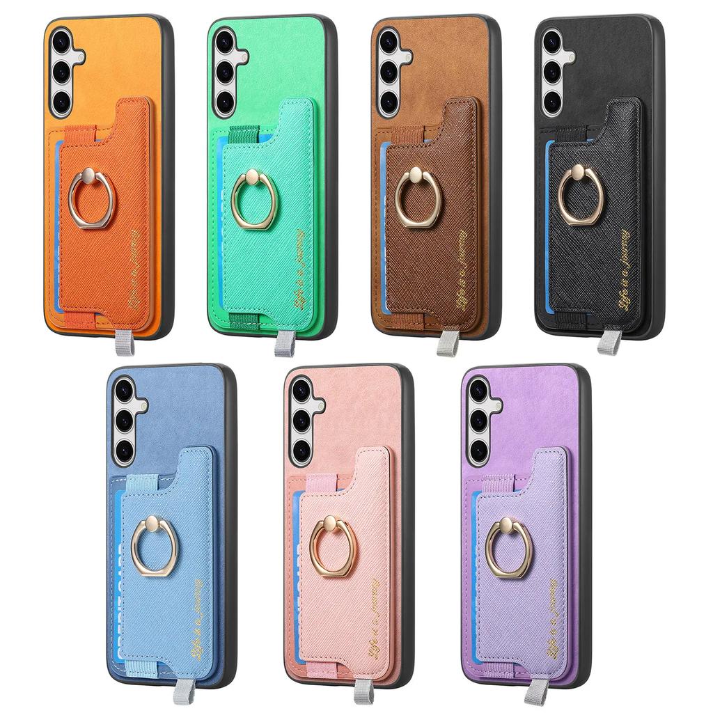 2 In 1 Detachable Magnetic Cards Bag Wallet Leather Ring Holder Case For Samsung Galaxy S24 Ultra S23Plus A05 A55 A15 A25 Cover