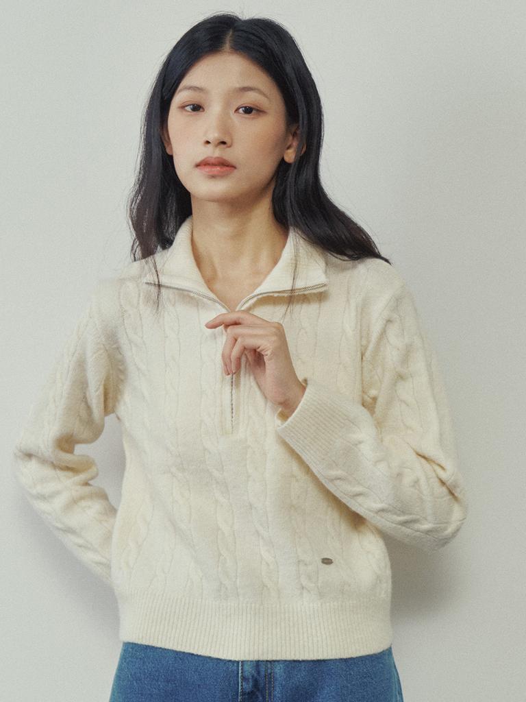 GNGB Ribbed Half-Zip Sweater_Ivory