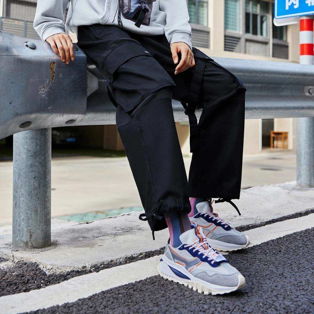 Li-Ning Urban Outdoor Series Velvet Spliced Loose Straight-Leg Pants Men Bottoms Black AKXR605-2