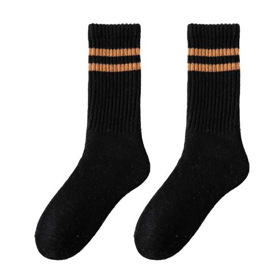 

Women Striped Wool Socks Color Block Thickened Crew Socks Warm Winter Terry Socks for Sports Fitness Running Everyday Wear