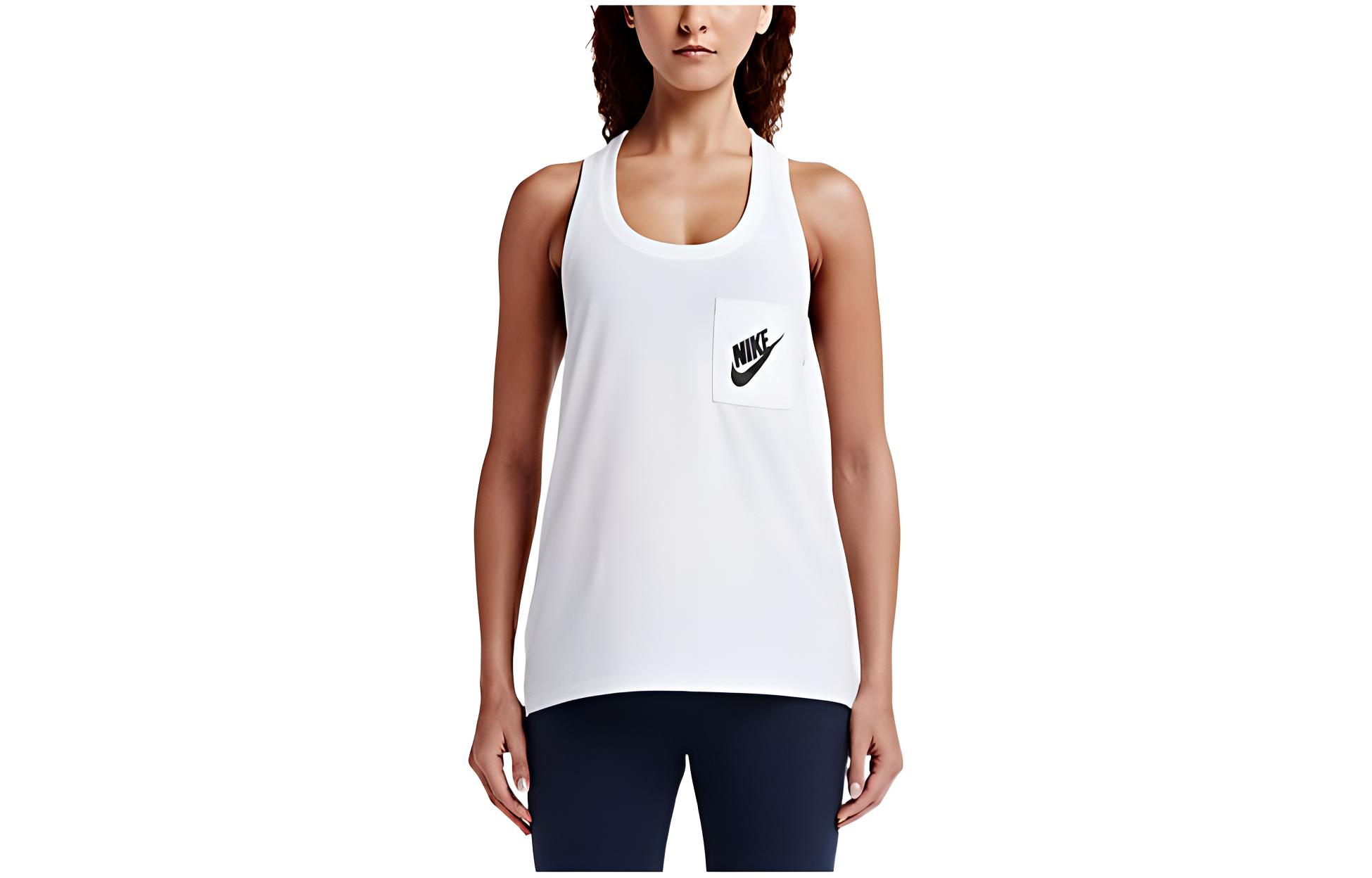 Nike Tank Tops Women s White U Neck Thin Straight Fit 726077-100 L