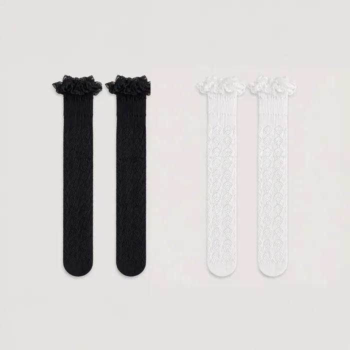 [2PACK] Lace Frill Knee Socks [2 Colors]