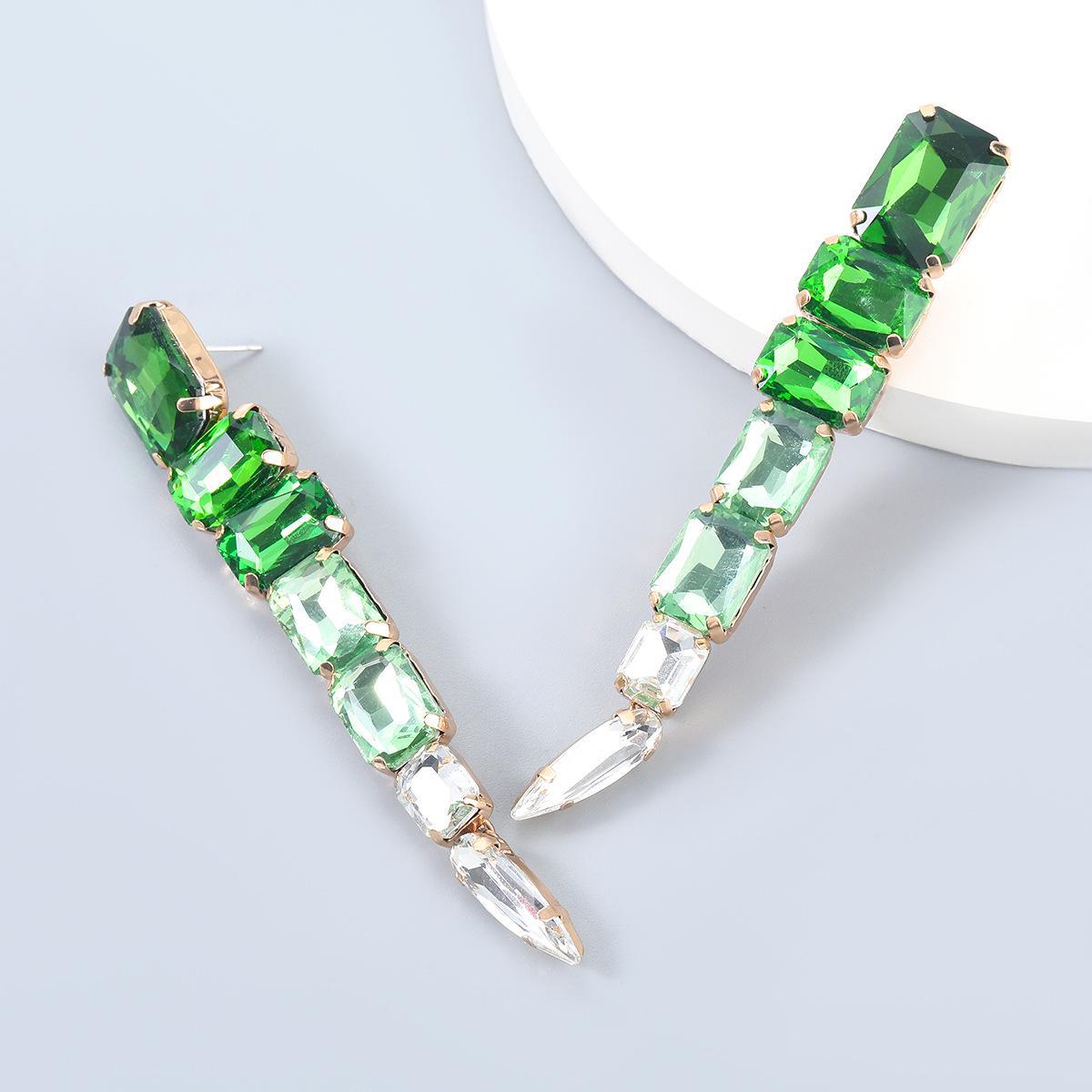

Korean Fashion Statement Rhinestone Geometric Drop Earrings - 2021 белый