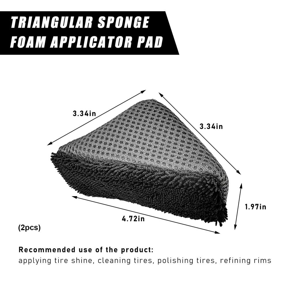 DXNQ 2pcs Car Tire Shine Applicator Pads Reusable Triangle Sponge Wheel Shine Applicator Tire