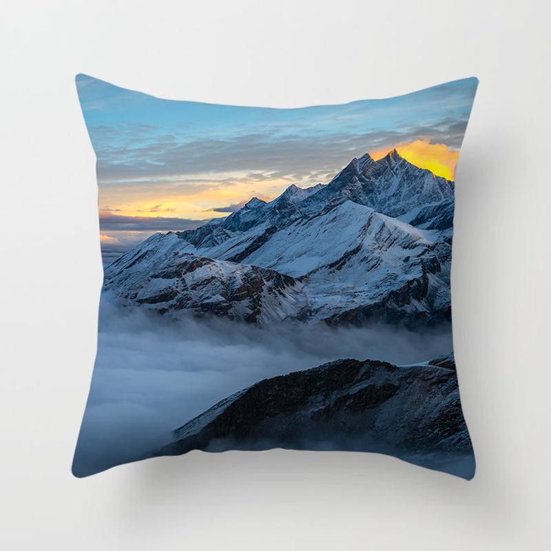 Natural Landscape Printing Pillowcase Sofa Car Decoration Office Seat Cushion Cover Room Bedside Home Decoration 45x45cm