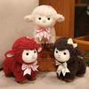 Bowknot Sheep Stuffed Animal Curly Wool Spring Festival Doll Goat Plush Mascot  New Year Gift