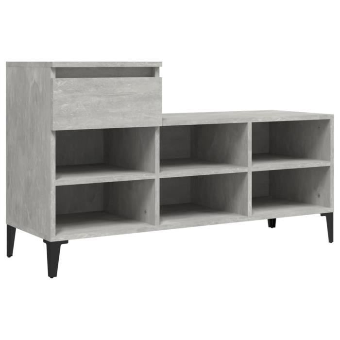 VidaXL Shoe Cabinet Concrete Grey 102x36x60 Cm Engineered Wood 821216