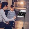 Floor Tripod Stand Tablet Phone Holder Height Adjustable Universal for 4.7-12.9 Inches