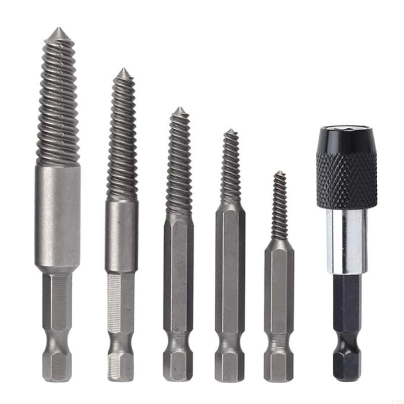 H7EE Screw Remover Extractor Drill Bit Carbon Steel Guide Set Broken End Bolt Remover