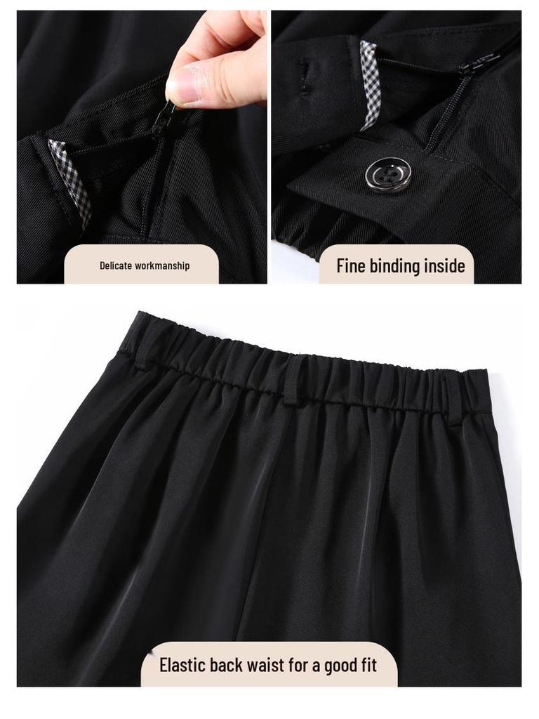 High-Waist Women's Wide-Leg Straight Pants - Spring/Autumn, Slimming, Extra Long Drape