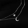 2024 Women's Sterling Silver Star & Moon Double Layer Necklace: Light Luxury, Personalized Summer Clavicle Chain
