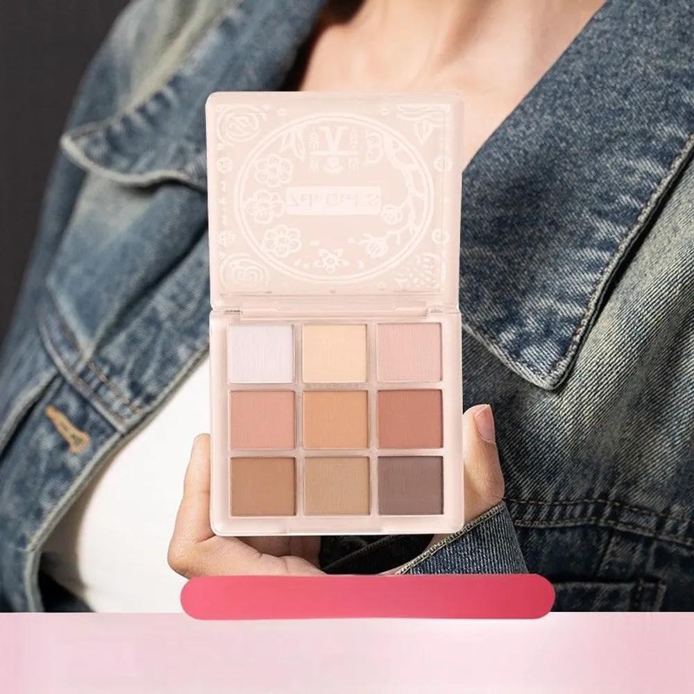 

9-Color Eyeshadow Palette Matte Pearl Makeup for Students Natural Color Payoff Beauty Eye Makeup Autumn Harvest Milk Tea Brown