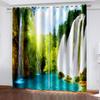 Nature Landscape Sunshine Forest Semi Blackout Curtain Set of 2 Panels for Bedroom Living Room Kitchen Office Home Decoration
