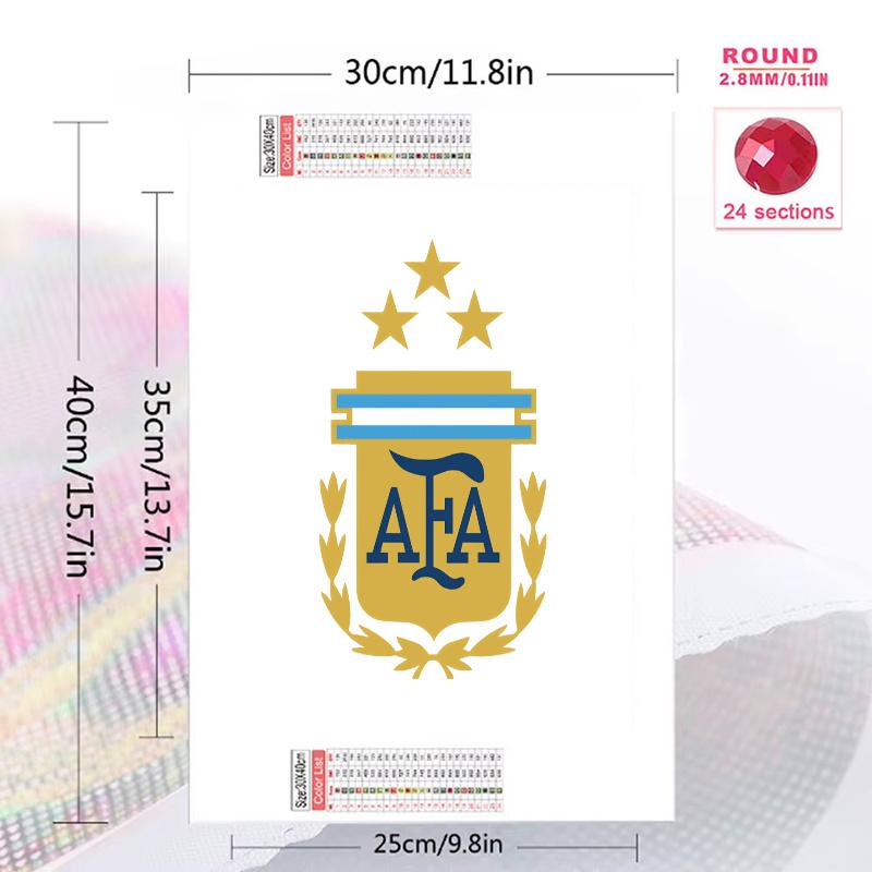 Argentina football logo Pattern 3pcs 100% Round Full Drill 5D DIY Diamond Painting Embroidery Cross Stitch Rhinestone Décor
