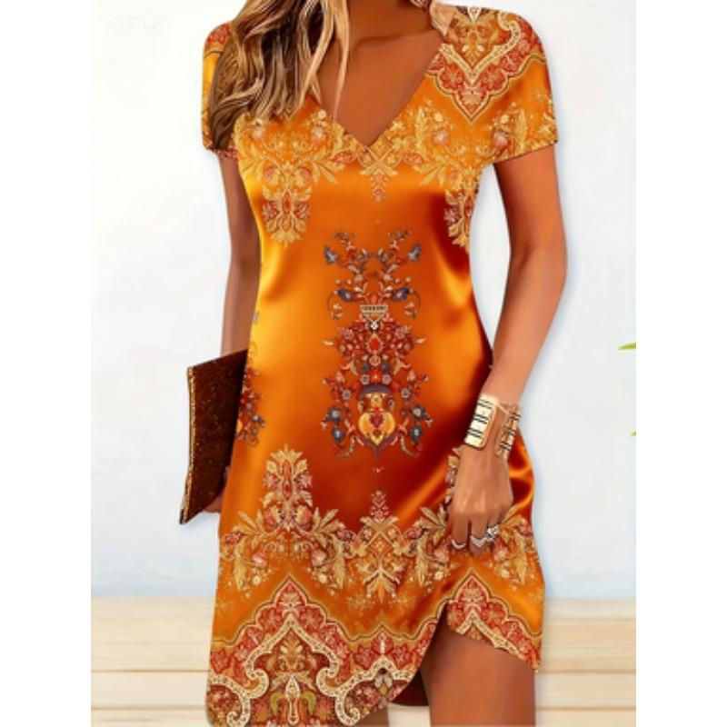 Women's Ethnic Floral Print Dress Casual Summer
