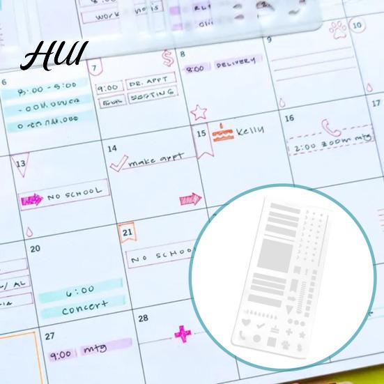 Curved Layout Correction Tool Planning Calendar Templates Ruler Set Transparent Plastic Stencils for Journaling Stencil Kit Dot Grid Journals