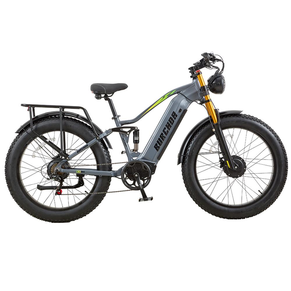 Elektrické kolo Burchad Rx80 2x 750W Motor 26" Tlusté Pneumatiky Plně Odpružené Elektrické Kolo pro Dospělé 48V 20Ah Dvojité Kotoučové Brzdy 7 Rychlostí Maximální Zatížení 150 kg