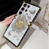 for Samsung Galaxy S25 Ultra Glitter Kickstand Case, Cute Luxury 3D Bling Sparkly Floral Diamond Butterfly with Ring Stand Elegant Shockproof Women