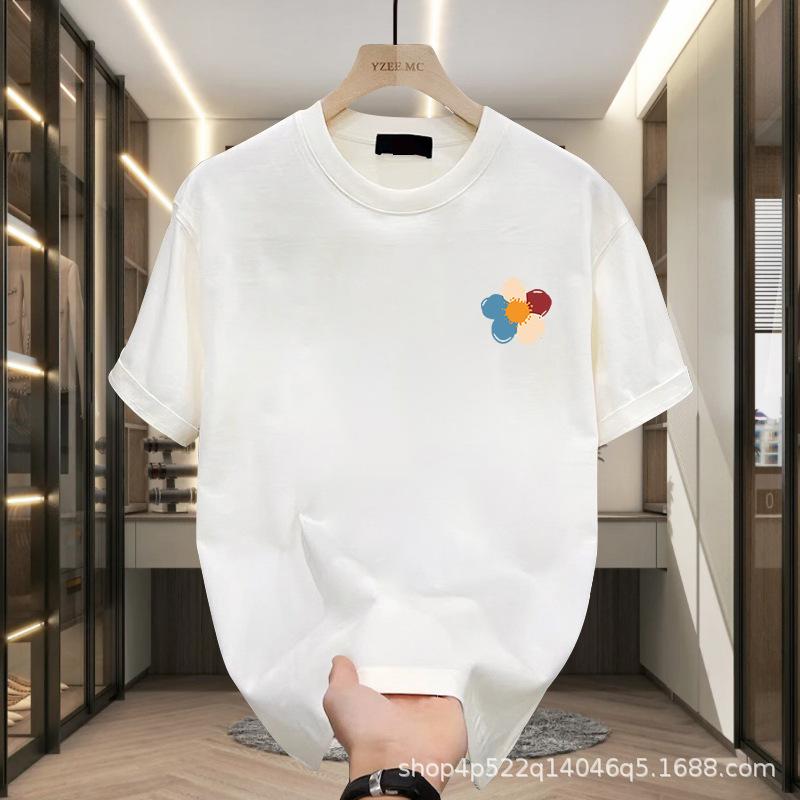 American Printed Cotton Short-Sleeved T-Shirt Men'S Loose Round Neck Short-Sleeved Couple'S Casual Versatile Half-Sleeved Bottoming Shirt