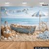 2D Vintage Beach Boat Backdrop for Summer Photoshoot