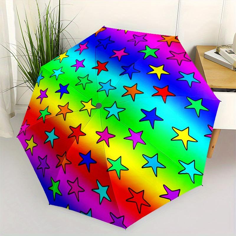 

Automatic Open/Close Umbrella with 8-Rib Sturdy Frame - All-Season Automatic Open/Close, Compact Folding Umbrella with Colorfu (as the picture,Iron&8K)