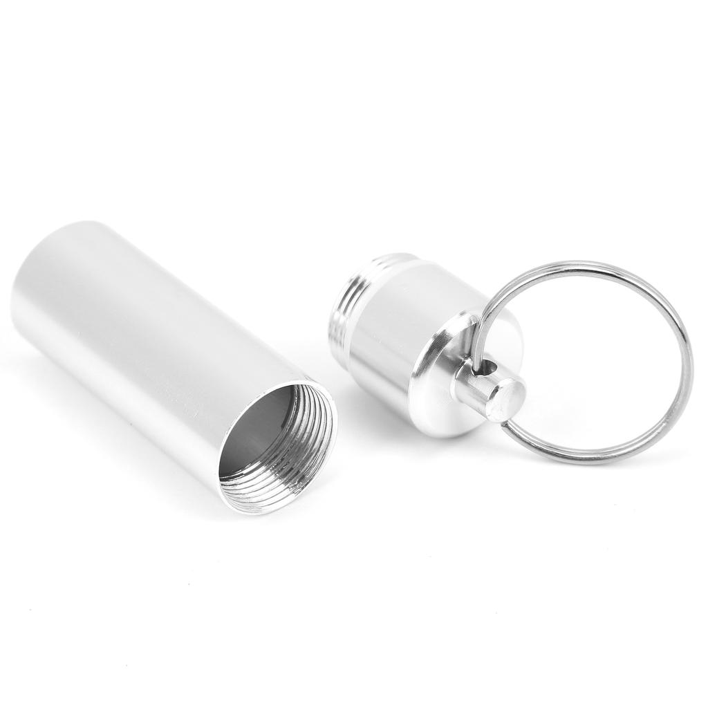 Aluminum Alloy Pill Box Waterproof Keychain Pill Holder Organizer for Outdoor Travels