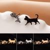 Japanese & Korean Style Asymmetrical Fish Bone Cat Earrings for Girls - Stainless Steel Niche Design