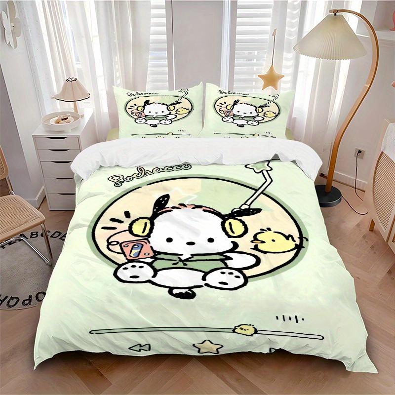 3pcs POCHACCO Listening to Music Bedding Set - 1 Soft Quilt Cover + 2 Pillowcases, Machine Washable - Suitable for All Seasons, Perfect Gift