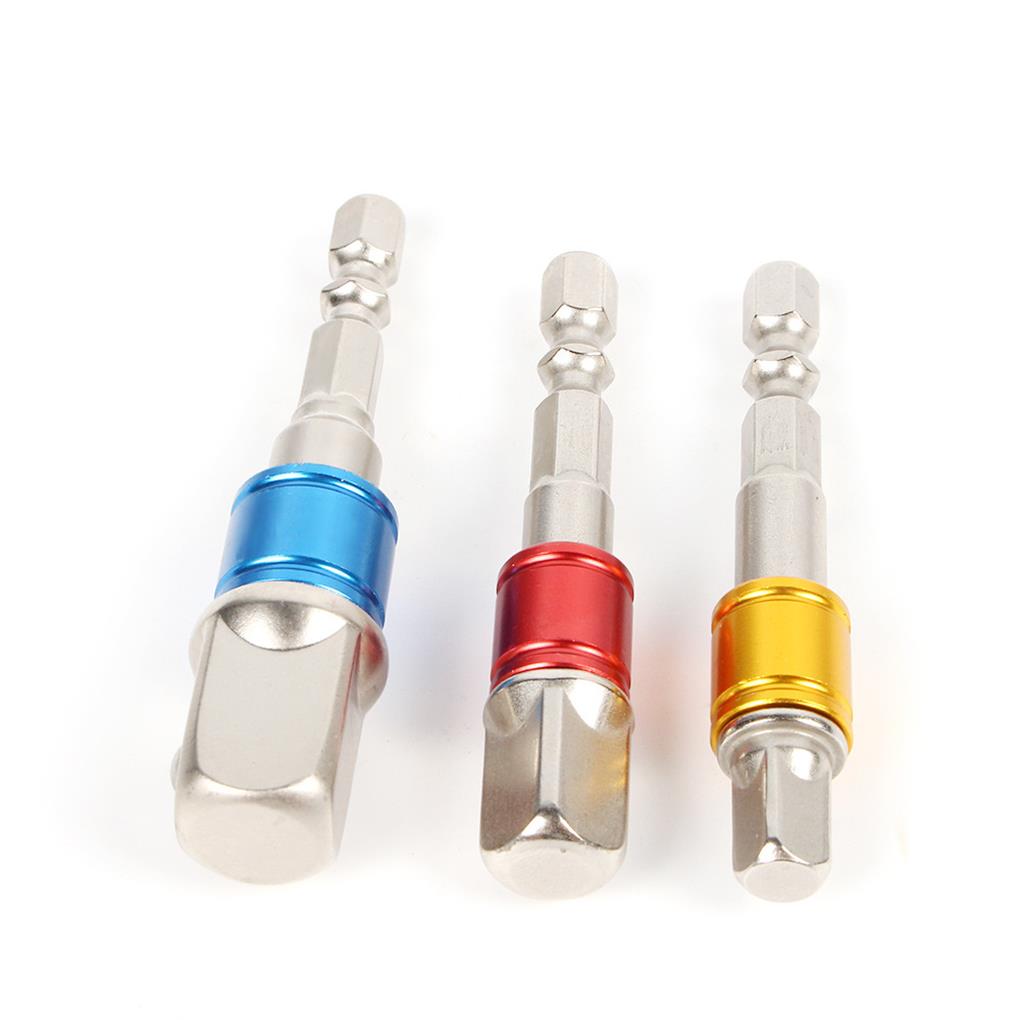 3 Pieces Socket Adapter Extension Hex Shank Bit Drill Cordless Sleeve Connector Replacement Part for Professional