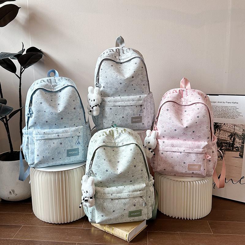 School bag new fashionable trendy star student backpack for girls, 1st grade junior high school commuting, travel versatile backpack