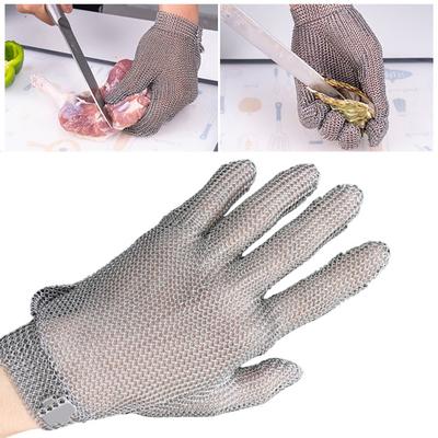 Cut Resistant Glove Stainless Steel Mesh Metal Glove Adjustable Wrist Buckle Gloves Multi-Purpose Butcher Glove for Kitchen Cooking