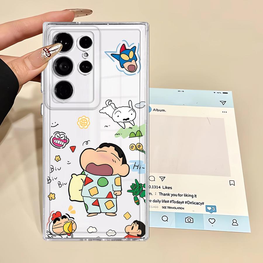 Case for Samsung Galaxy Note 20 Ultra 10 S23 Ultra S20 Plus S25 Edge S26 S22 FE S21 S24 Phone Cover Cute Crayons Shinchan