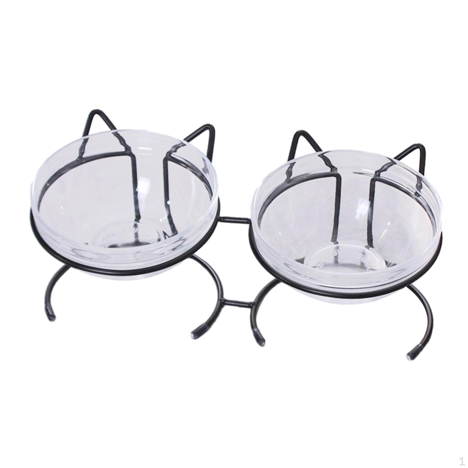 

Приподнятая кормушка для кошек, миска, железная подставка, минималистичный аксессуар, противоскользящая гладкая поверхность, съемная double bowl black