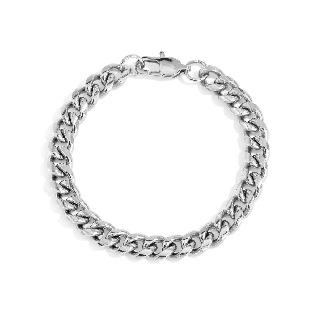 

Браслет Miami Cuban Link из нержавеющей стали 316L, 6-10 мм, с золотым/серебряным покрытием, Хип-хоп украшение для мужчин и женщин, Рождественский подарок width 6mm&7 inch(17.78cm) серебряный