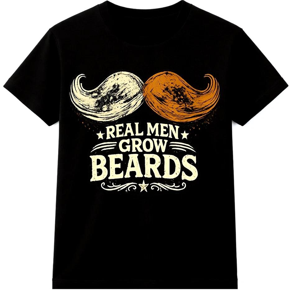 Футболка с надписью  Бородатая футболка  Смешная Настоящие мужчины носят бороды Усы Жизнь парикмахера Графическая футболка 4XL